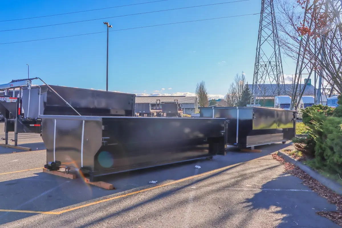 Roll-off dumpster ready for waste disposal at job site for Roofing Dumpster Rental in Brecknock